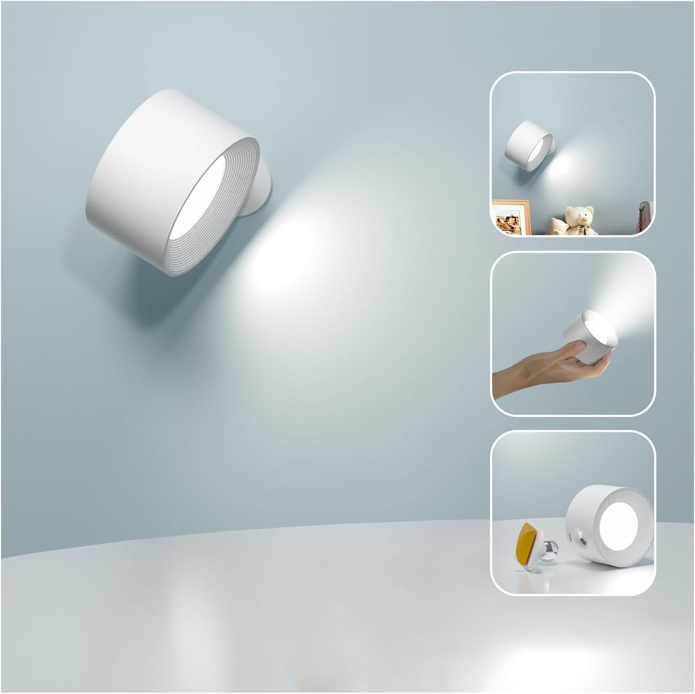Draadloze LED Wandlamp met 360° Draaifunctie en Touchbediening