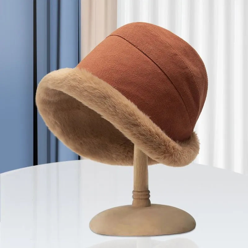 Dames Winter Bucket Hat – Warme Hoed met Zachte Rand