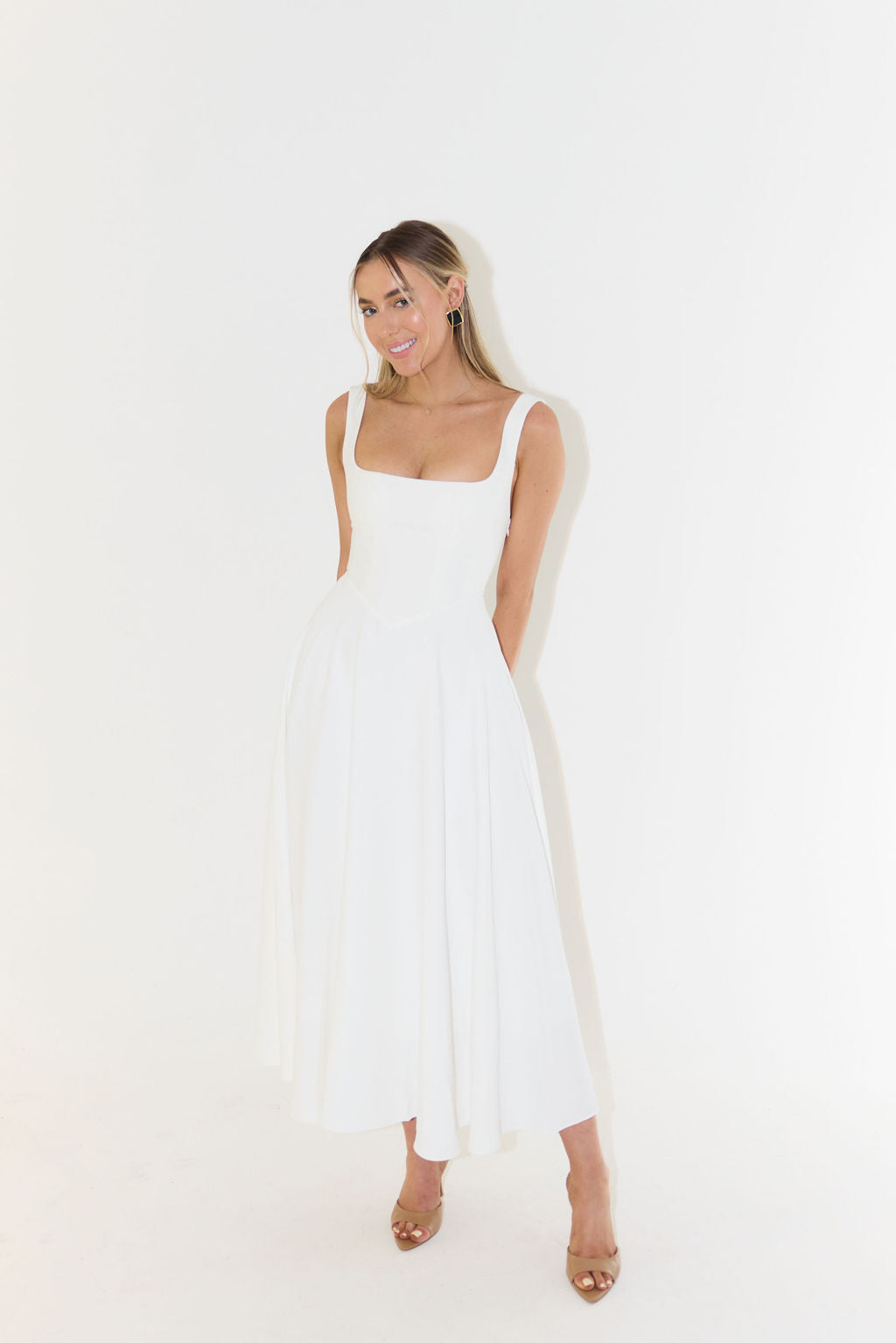 Vierkante Hals Midi Jurk - Elegante en Duurzame Stijl