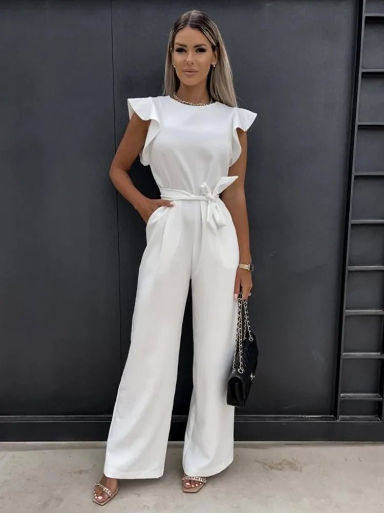 Jumpsuit met Speelse Ruches en Elegante Snit