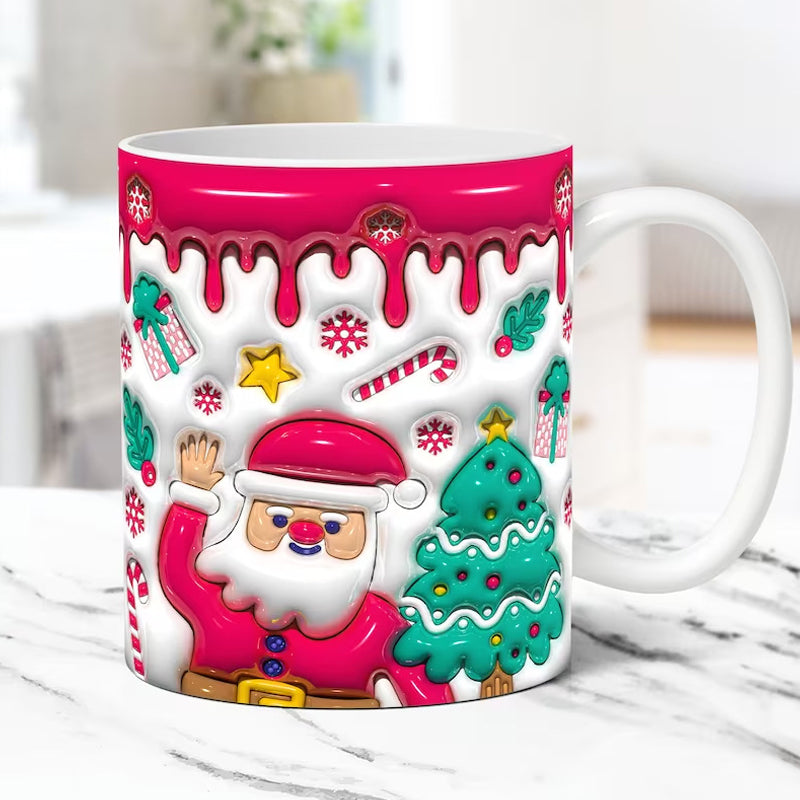 Kerstmok met Santa Print – Feestelijke Beker voor Winter & Cadeau