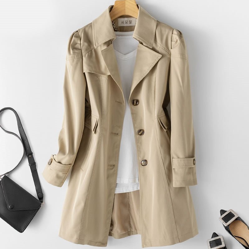 Elegante Dames Trenchcoat – Lichtgewicht Lange Jas voor Vrouwen