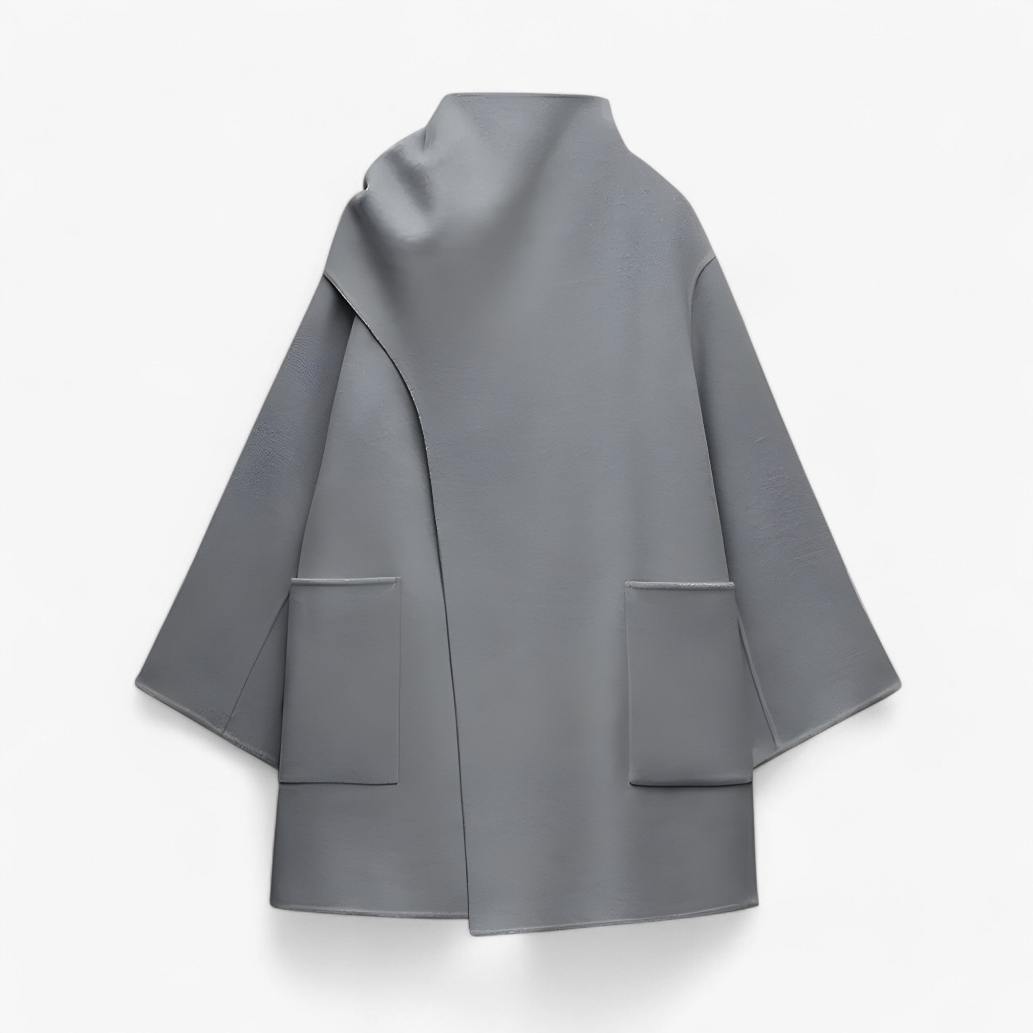 Asymmetrische Damesmantel – Moderne Oversized Jas met Hoge Kraag