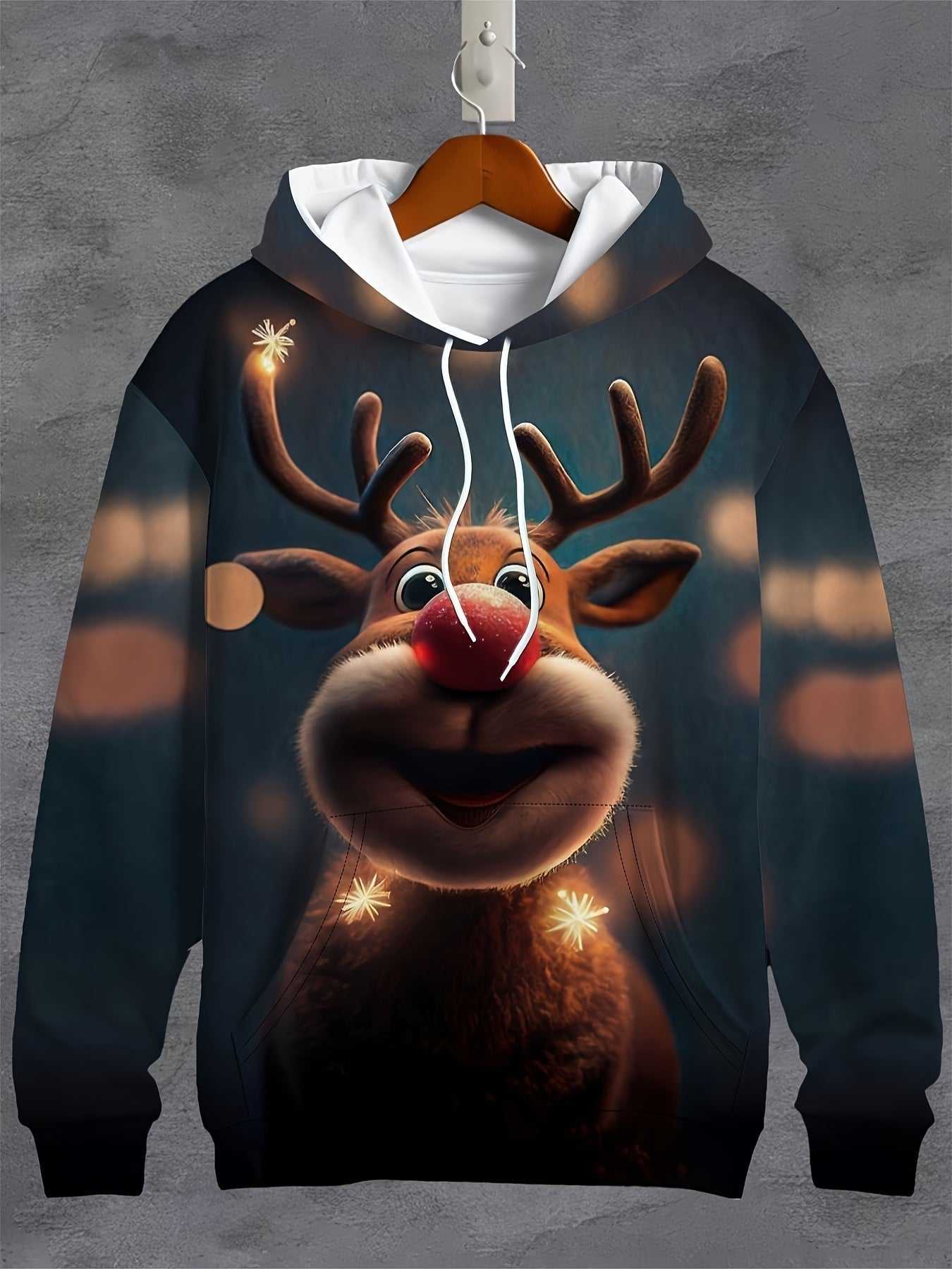 Kerst Hoodie met Rendierprint – Warme Unisex Trui voor de Feestdagen