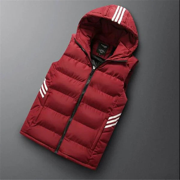 Heren gewatteerde bodywarmer met capuchon en rits – lichtgewicht
