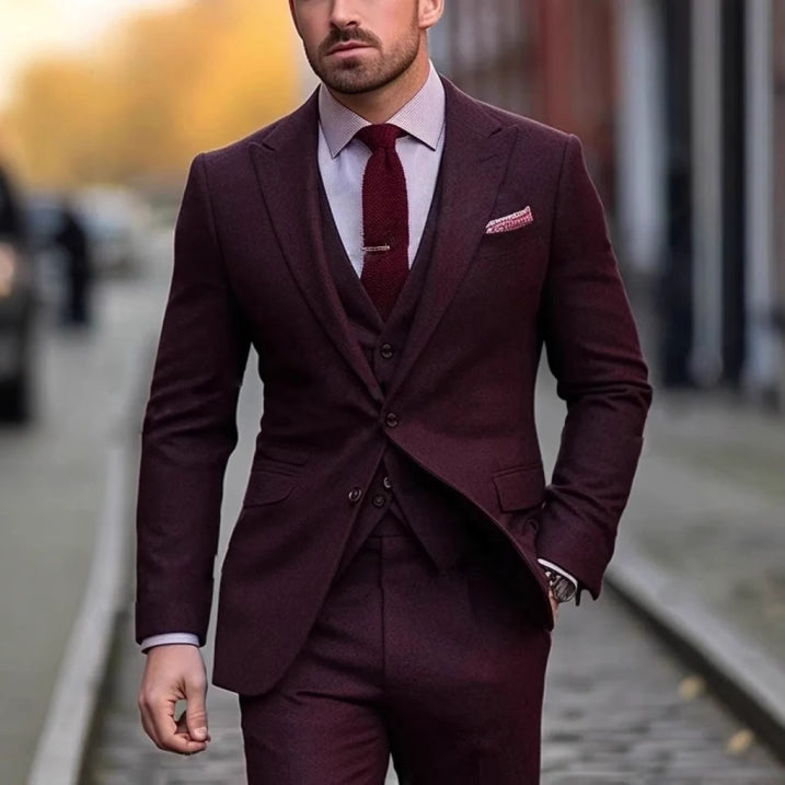 Herenpak 3 Delig Slim Fit met Gilet Klassiek Bruiloft Heren