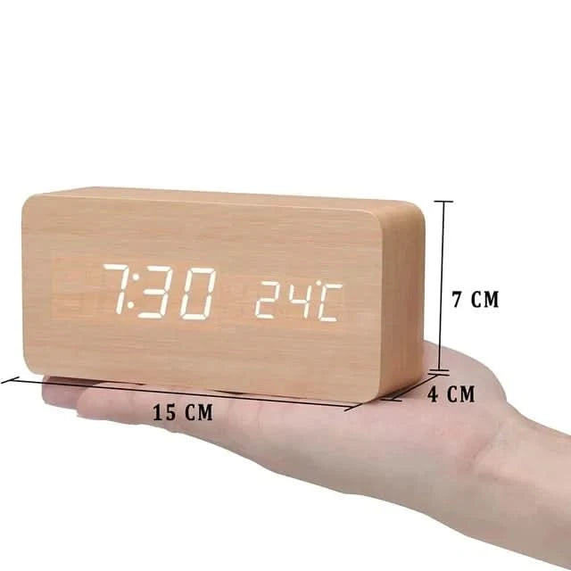 Digitale Houten LED Wekker – Modern Design met Temperatuurweergave
