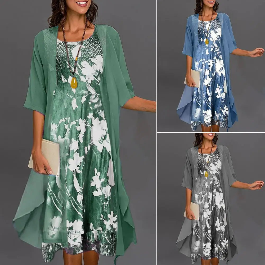 Zomerjurk Dames Bloemenprint met Blazer Elegante Set Dames