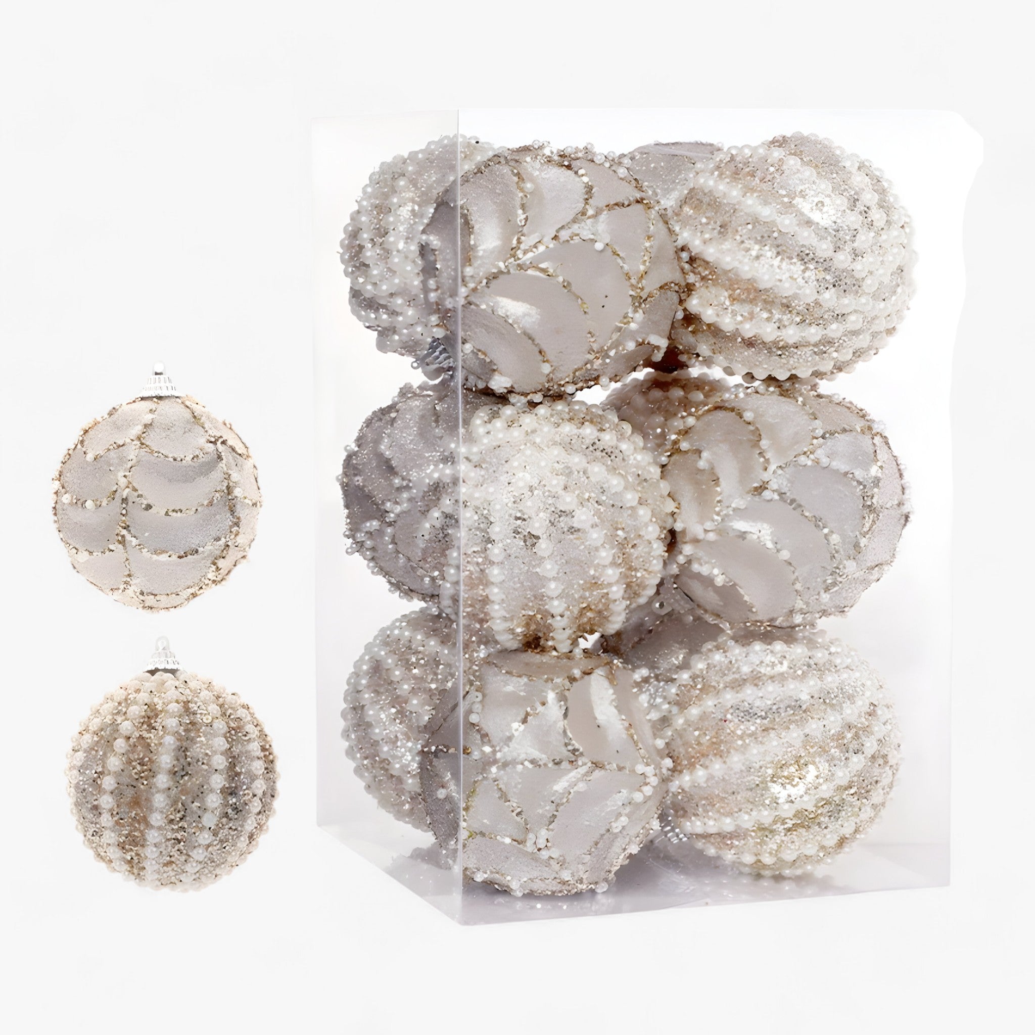 Luxe Parel Kerstballen – Elegante Glanzende Ornamenten (Set)