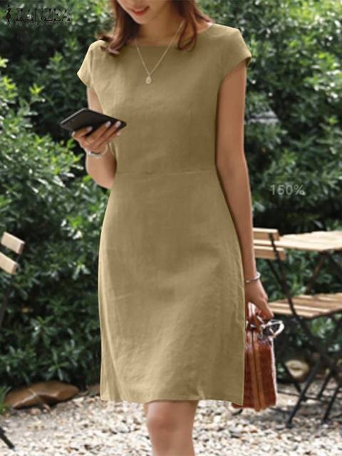 Zomerjurk Midi Dames Luchtige Pasvorm Elegante Casual Dames