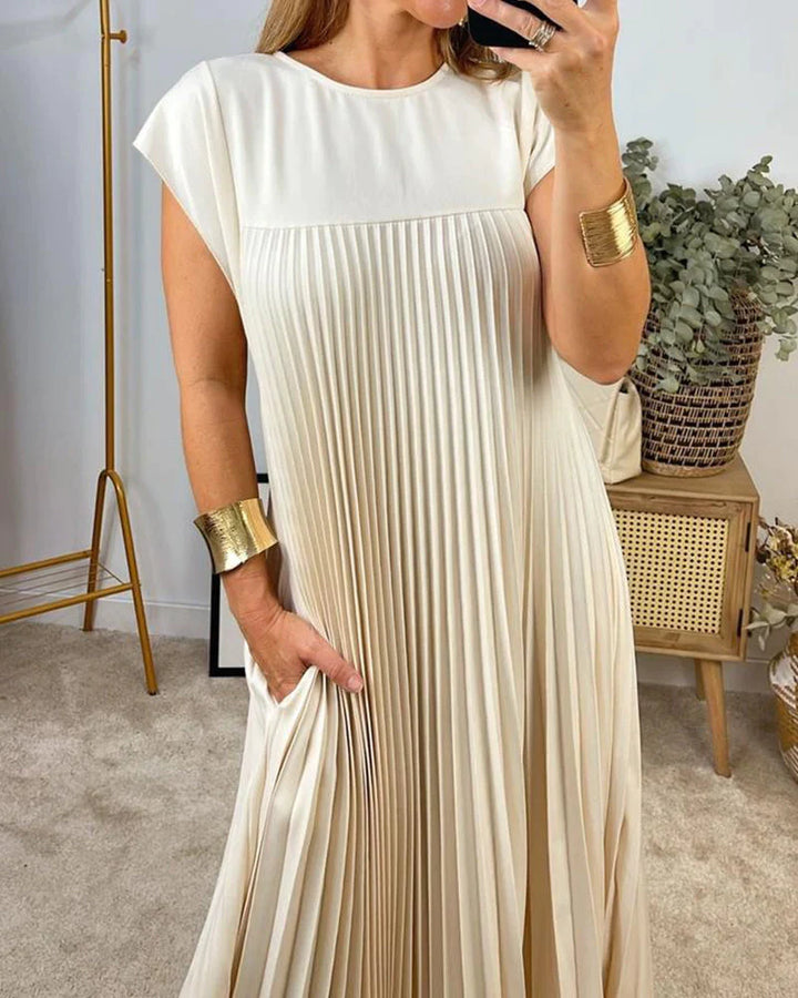 Mouwloze Geplooide Jurk - Elegant en Comfortabel