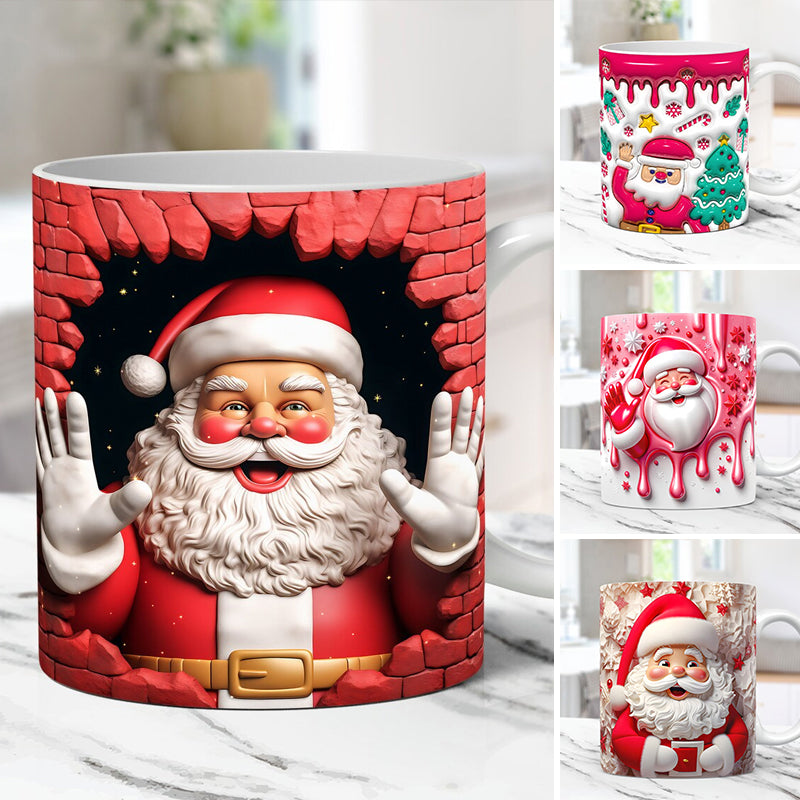 Kerstmok met Santa Print – Feestelijke Beker voor Winter & Cadeau