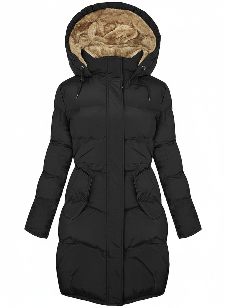 Lange Gewatteerde Dames Winterjas met Capuchon – Warm & Stijlvol