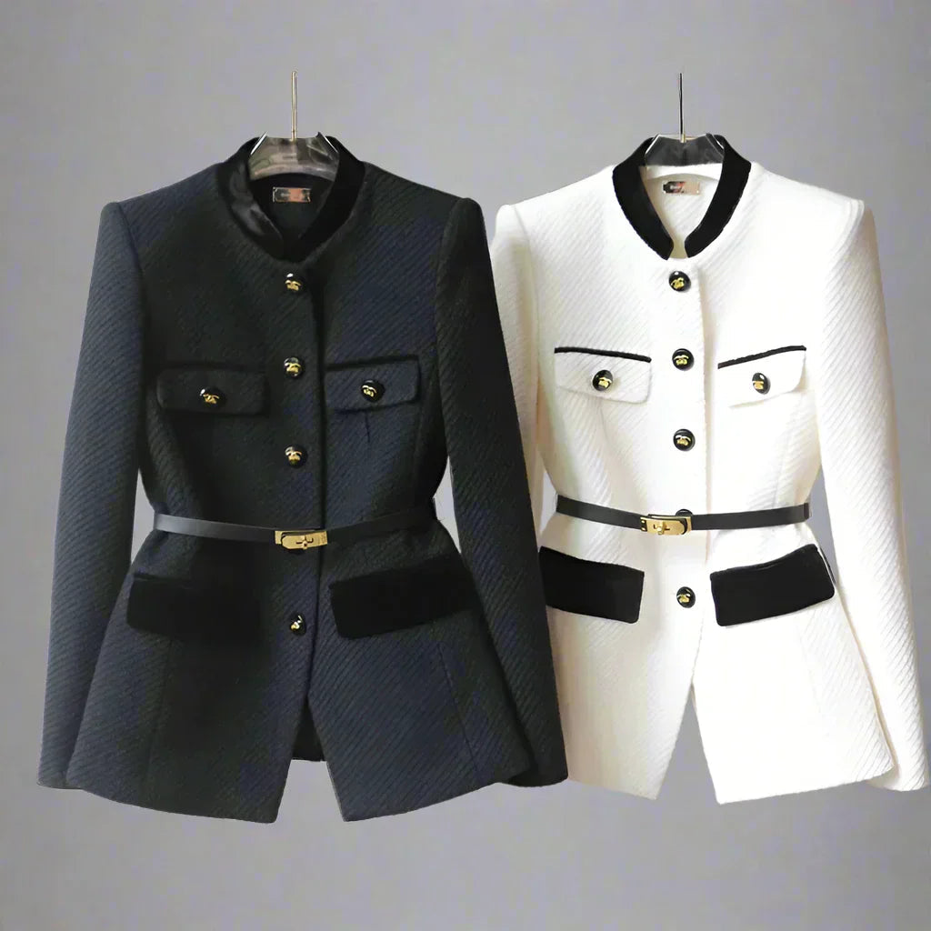 Elegante damesblazer – Getailleerde jas met gouden knopen