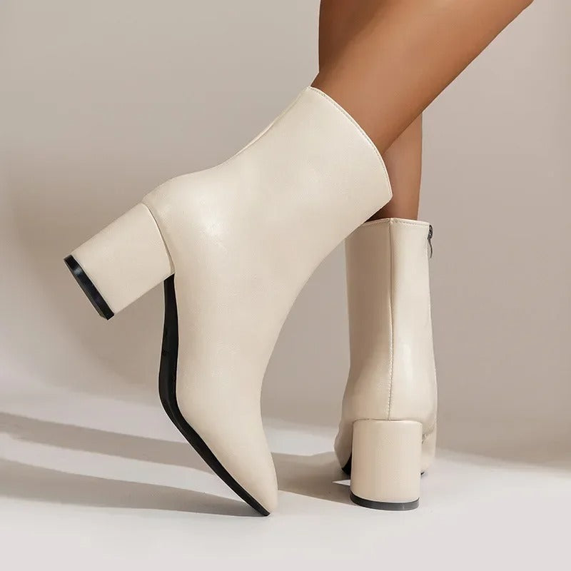 Dames Enkellaarsjes met Blokhak – Elegante Hoge Fashion Boots