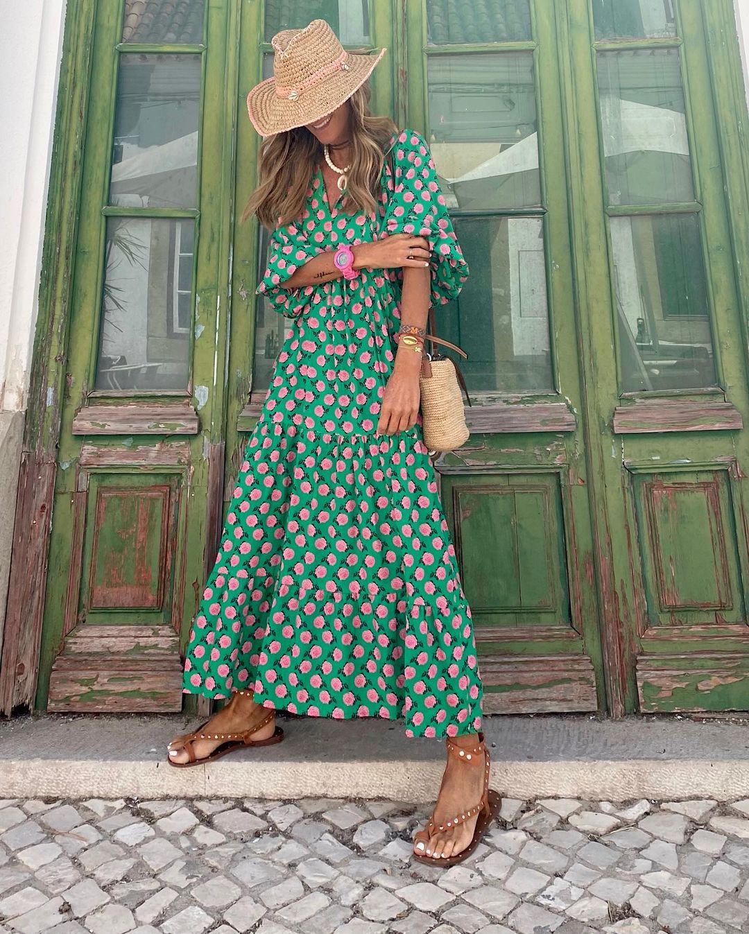 Maxi Jurk Dames V Hals Luchtige Pasvorm Flatterende Look Dames