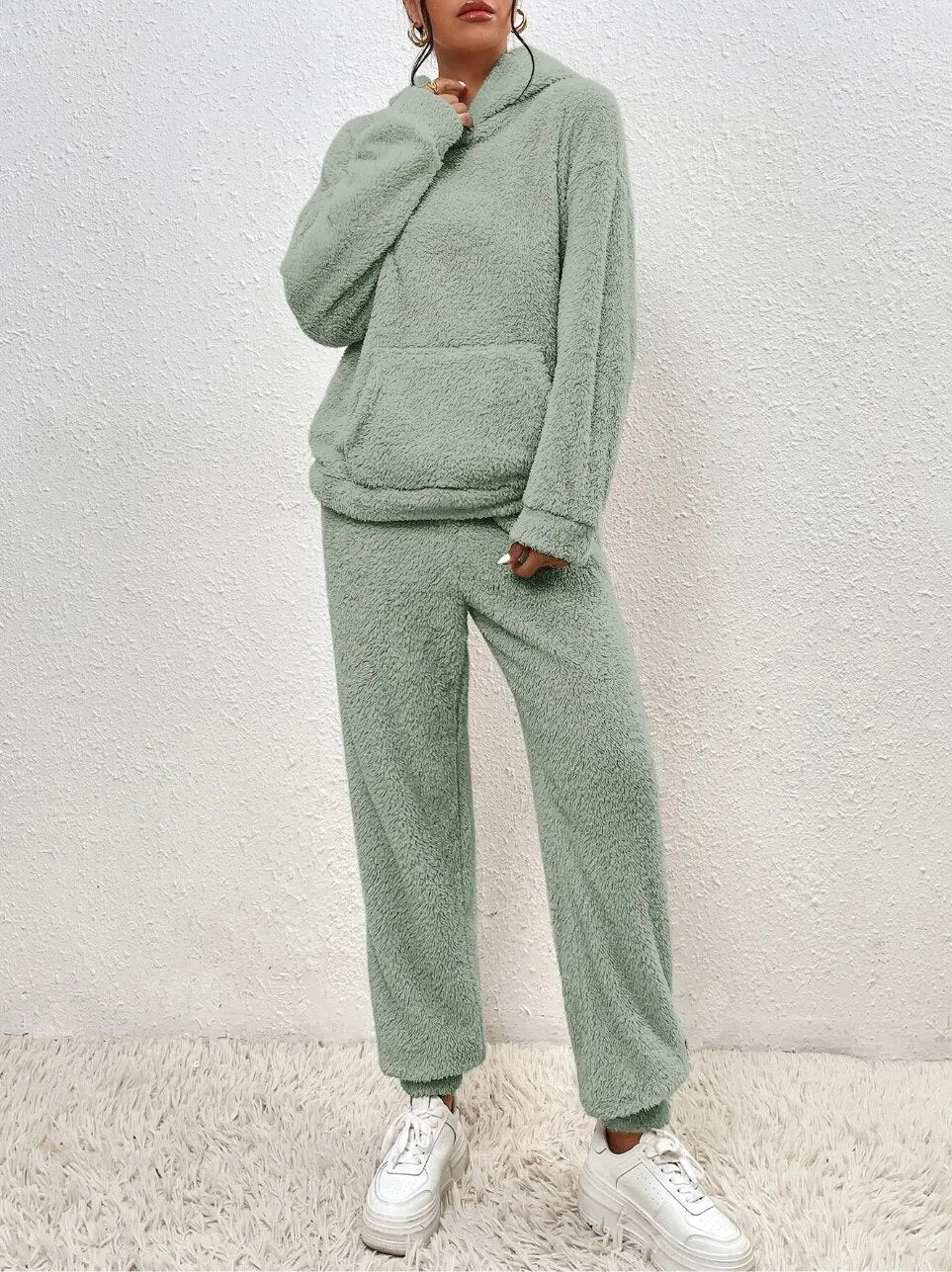 Dames Fleece Loungewear Set – Zachte Hoodie & Broek voor de Winter