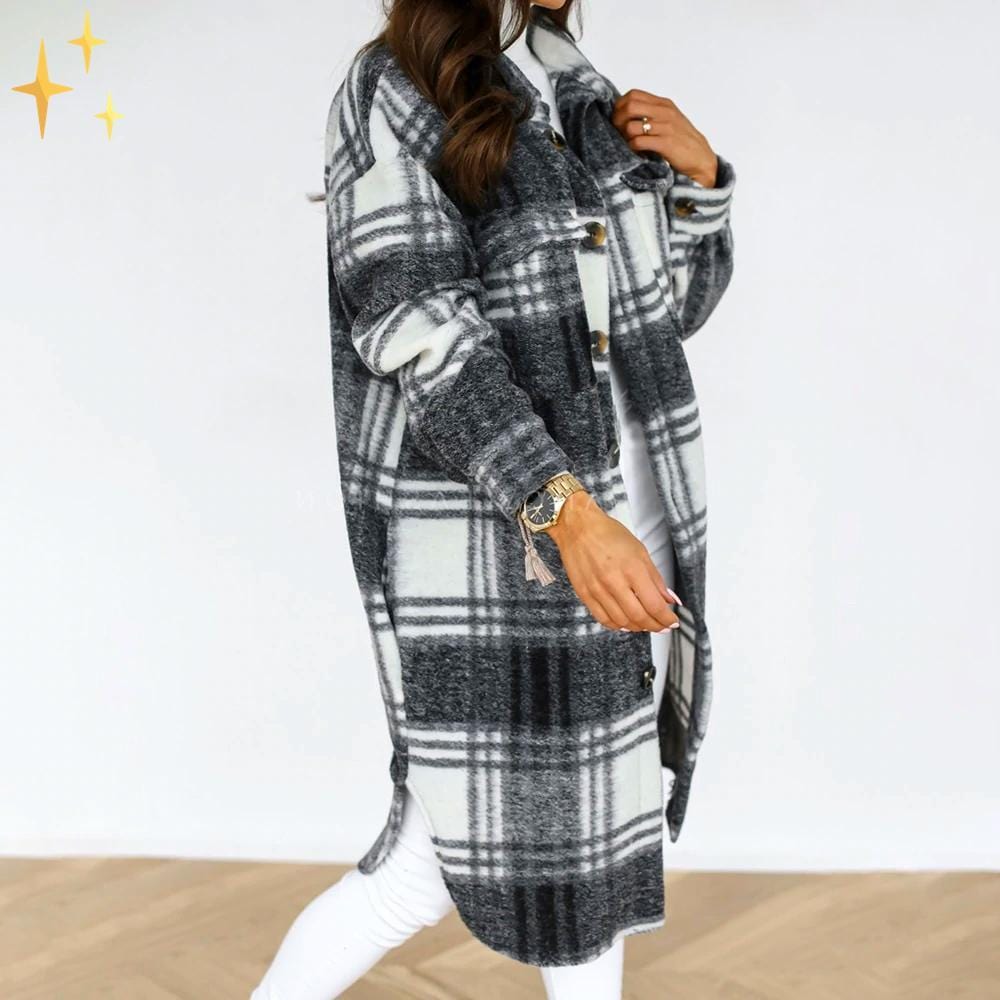 Luchtige Midi-Jacke met Karo-Print voor de Lente-mezamstore.nl