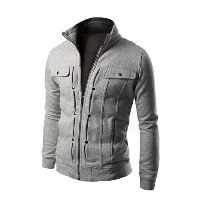 Heren Casual Jas – Stijlvolle Zip Jacket met Hoge Kraag