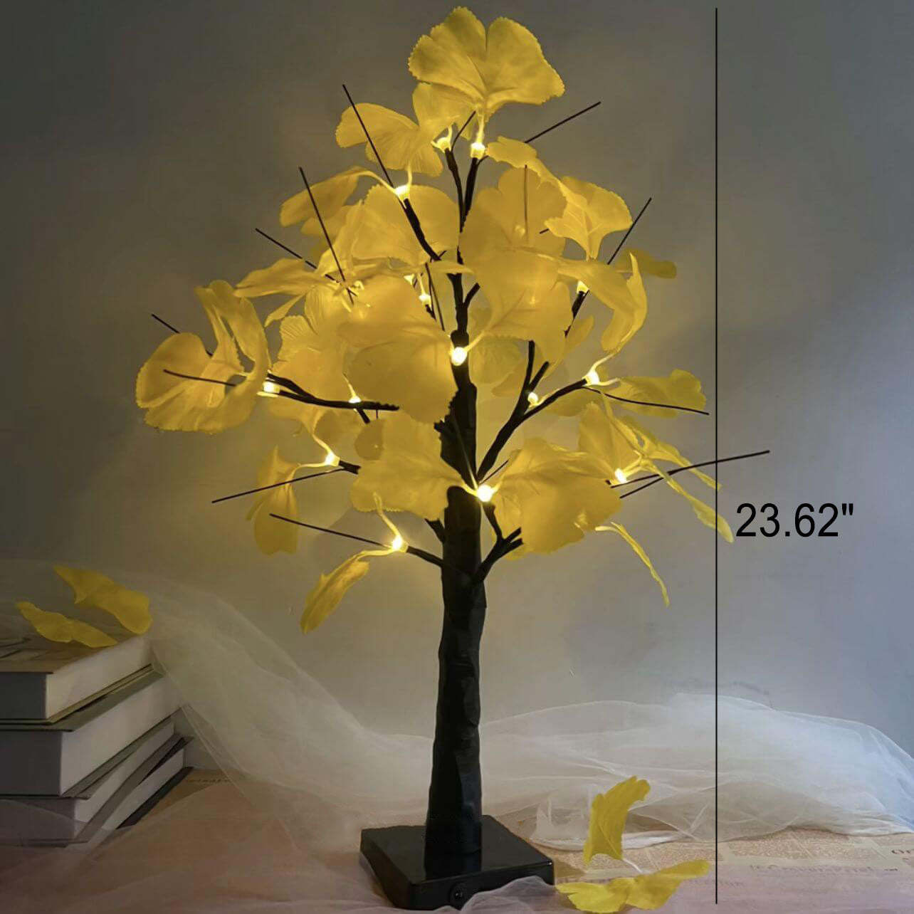 LED Ginkgo boom tafellamp 60cm decoratie wit geel modern batterijverlichting geïntegreerde LED