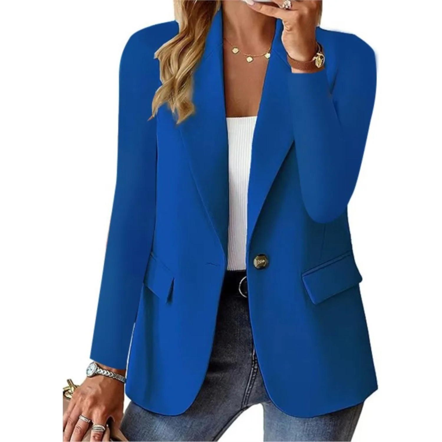 Stijlvolle Lange Mouw Dames Blazer met Slanke Pasvorm