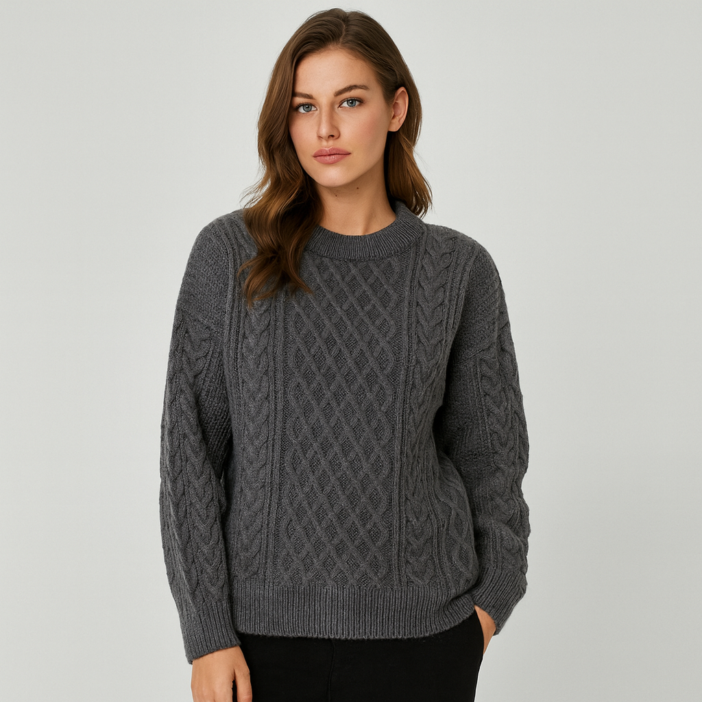 Dames Gebreide Trui met Kabelpatroon – Warm, Zacht & Stijlvol