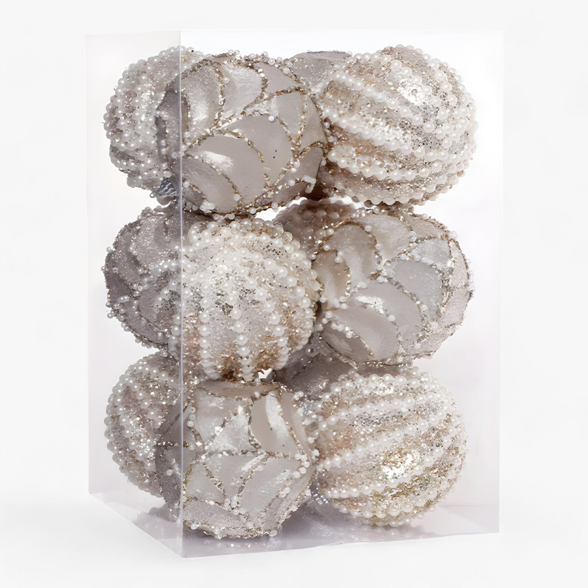 Luxe Parel Kerstballen – Elegante Glanzende Ornamenten (Set)