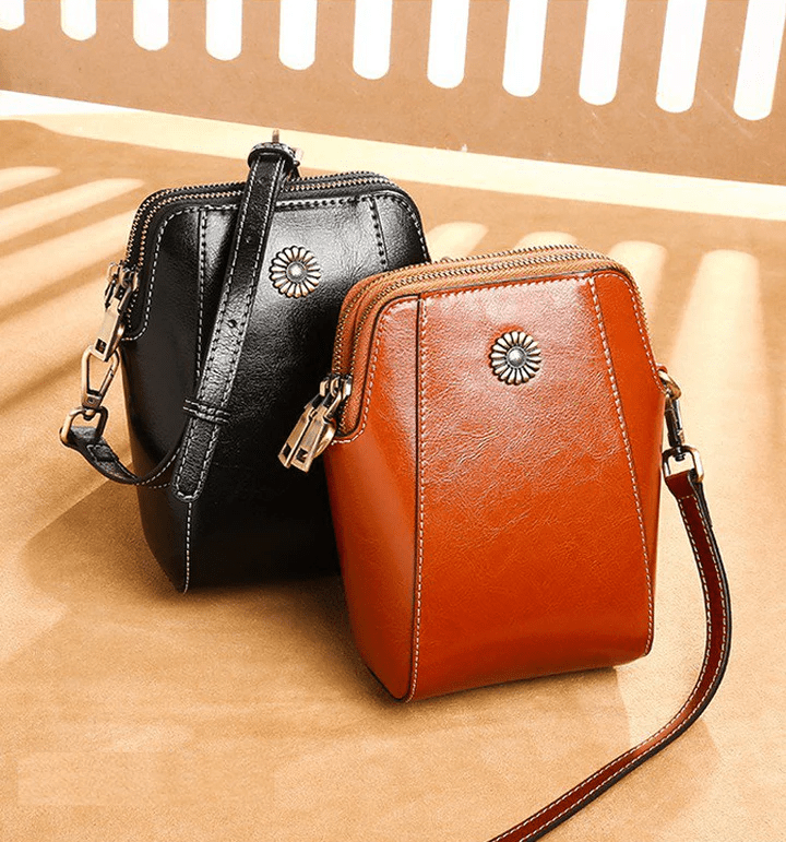 Stijlvolle Retro Leren Crossbody Schoudertas