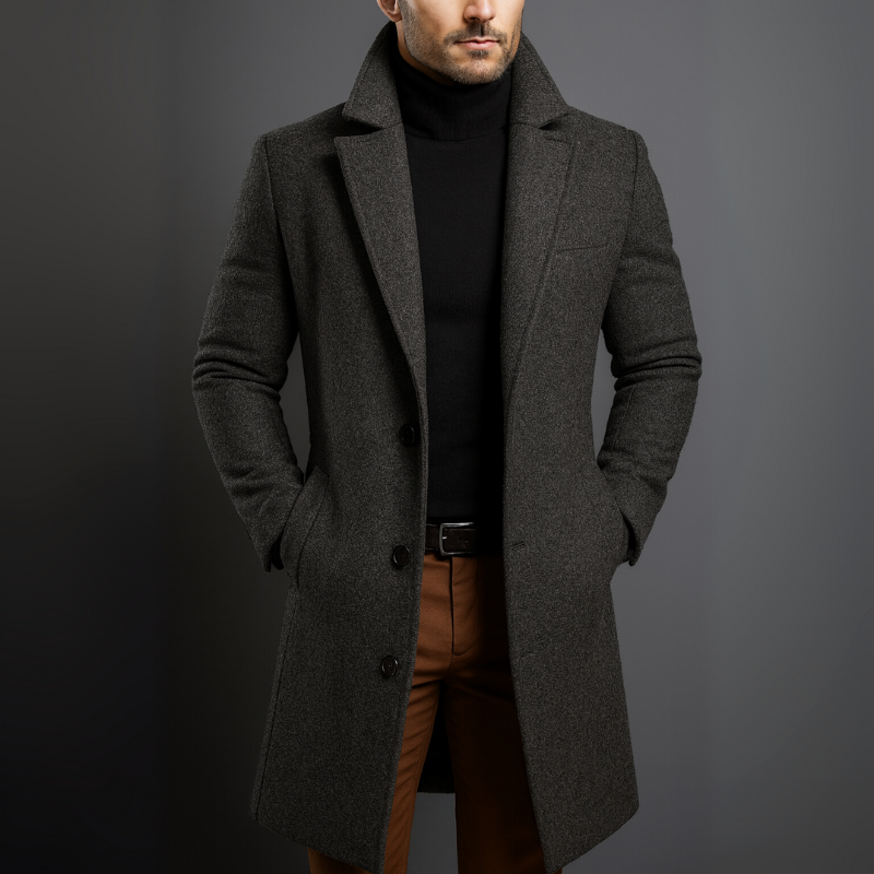 Hoge kwaliteit herenmantel van zuivere wol