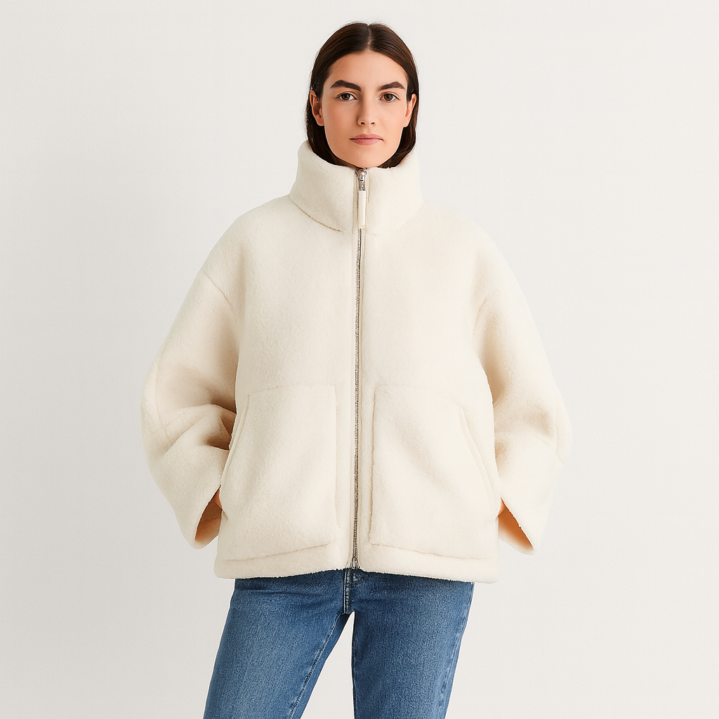 Dames Teddy Fleece Jas – Zacht, Warm & Minimalistisch Ontwerp