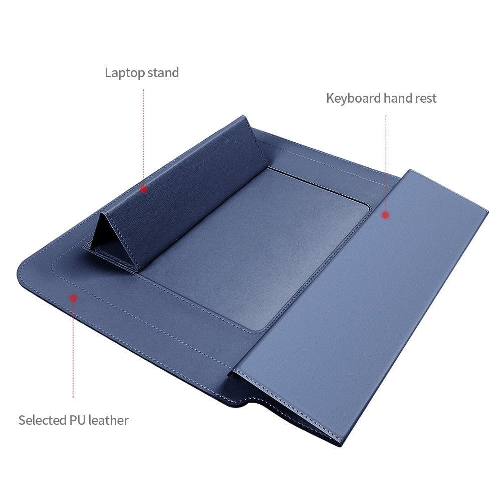 3-in-1 Waterdichte Laptop Sleeve Case met Polssteun en Standaard