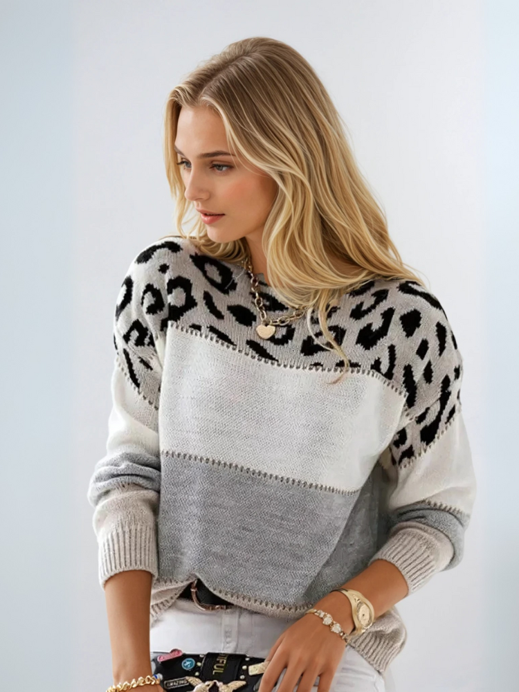 Leopard-Print Trui met Perfecte Pasvorm