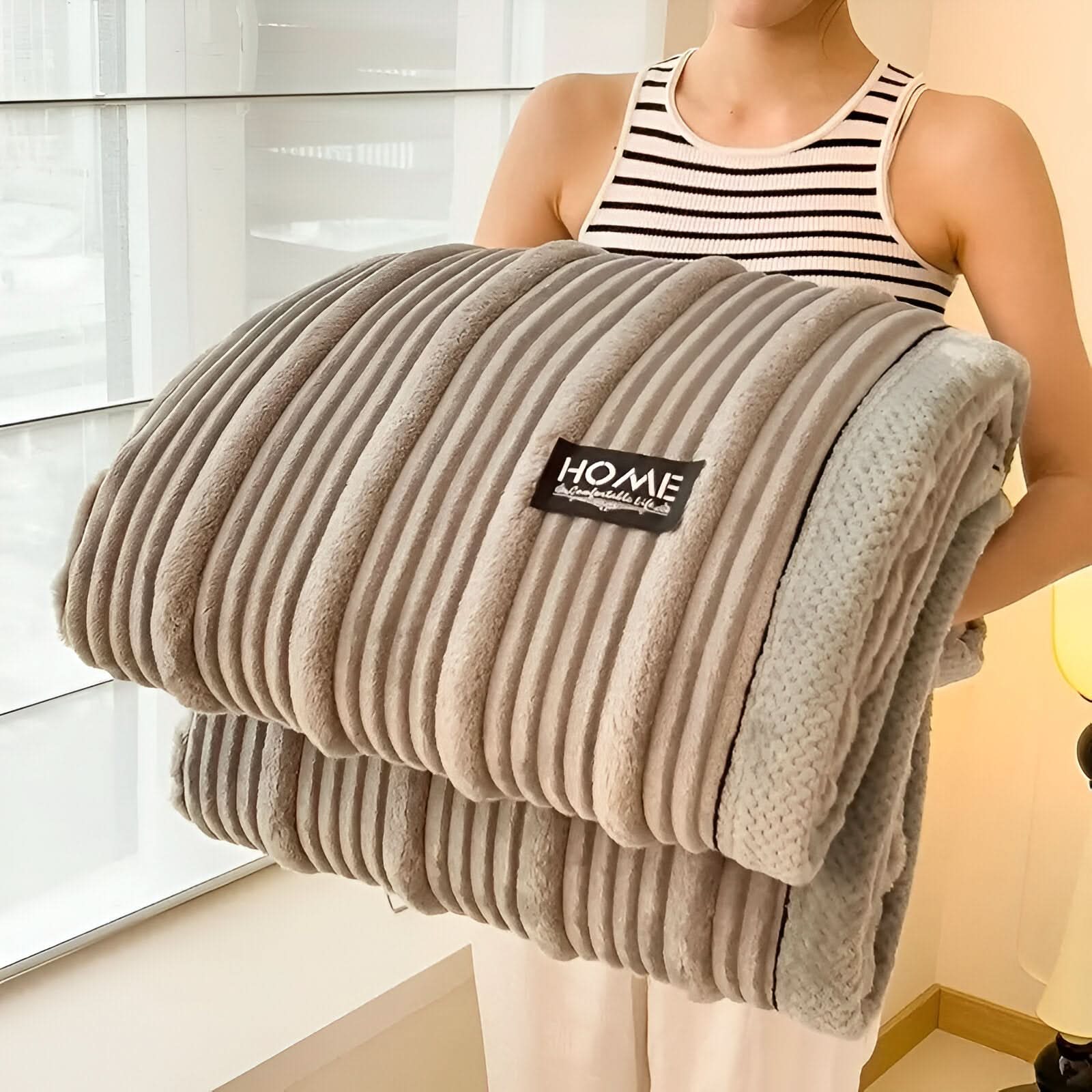 Zachte Rib Pluche Deken – Luxe Warm Woondeken voor Bed & Bank