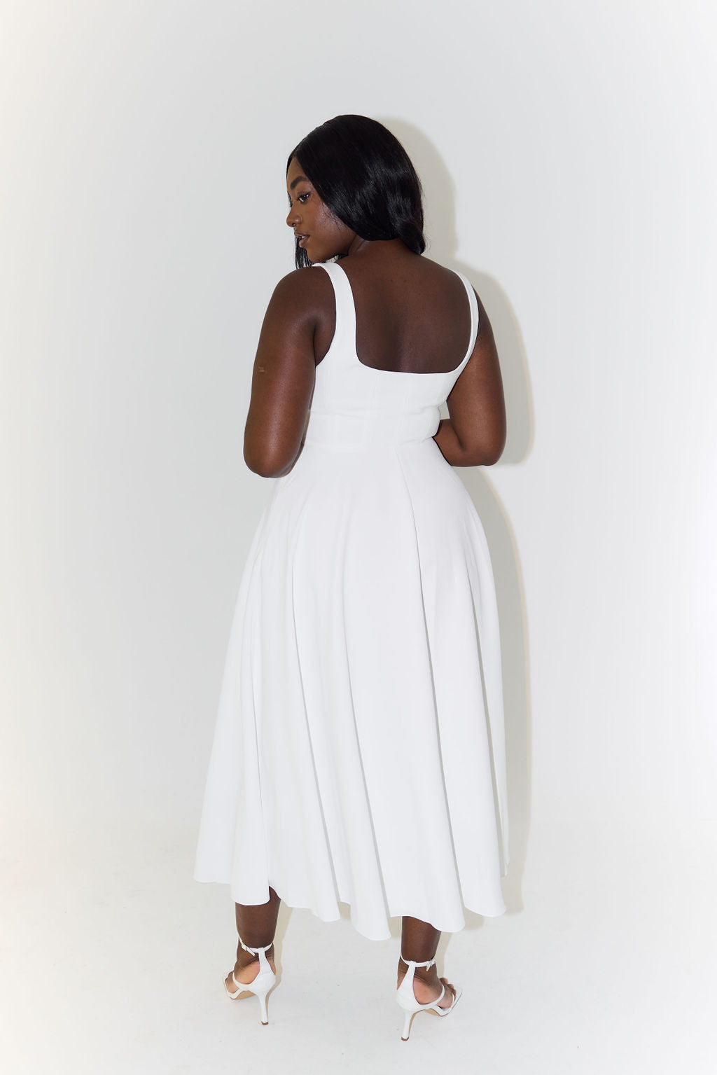 Vierkante Hals Midi Jurk - Elegante en Duurzame Stijl