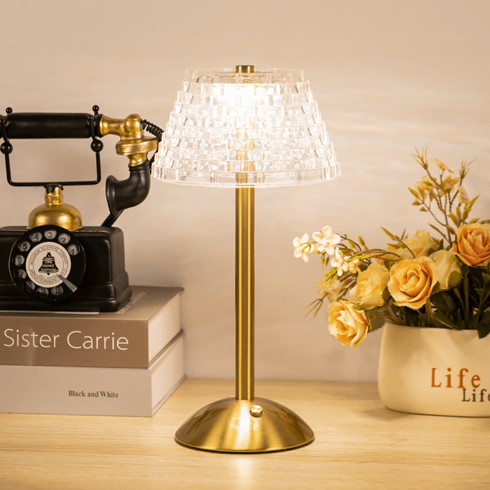 Draadloze Vintage Tafellamp met Aanraakbediening en USB-oplaadbare Batterij