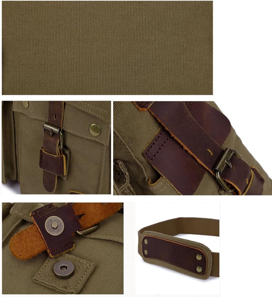 Vintage Canvas Messenger Tas voor Laptops 13-17 Inch Groen