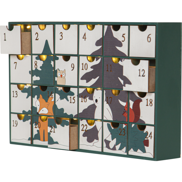 Kerst Adventskalender met LED Verlichting van Hout-mezamstore.nl