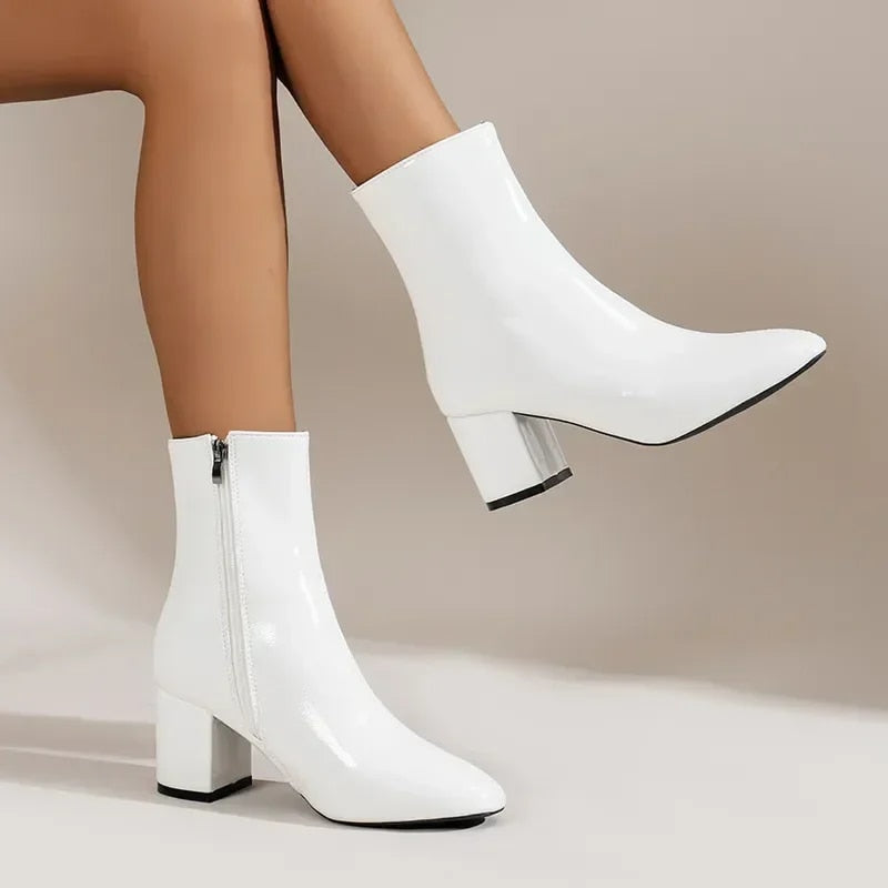 Dames Enkellaarsjes met Blokhak – Elegante Hoge Fashion Boots