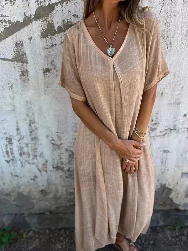 Zomerjurk V Hals Luchtig Losvallend Dames Casual Fit