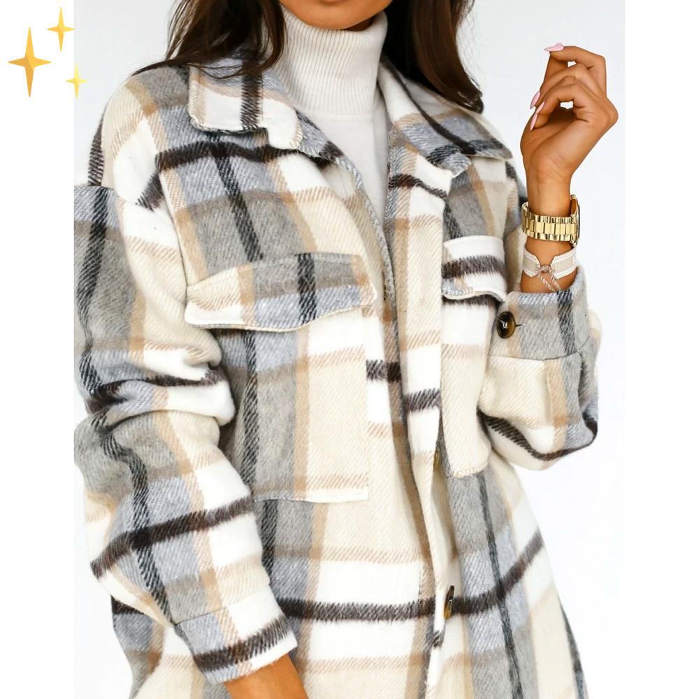 Luchtige Midi-Jacke met Karo-Print voor de Lente-mezamstore.nl