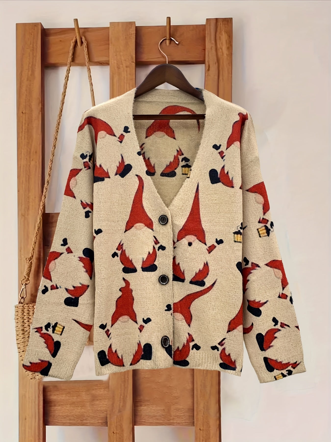 Kerst Cardigan met Rendieren – Dames Winter Vest met Feestdesign