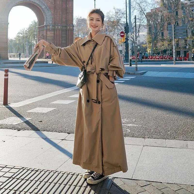 Maxi-lange Oversized Trenchcoat voor Elegante Stijl-mezamstore.nl