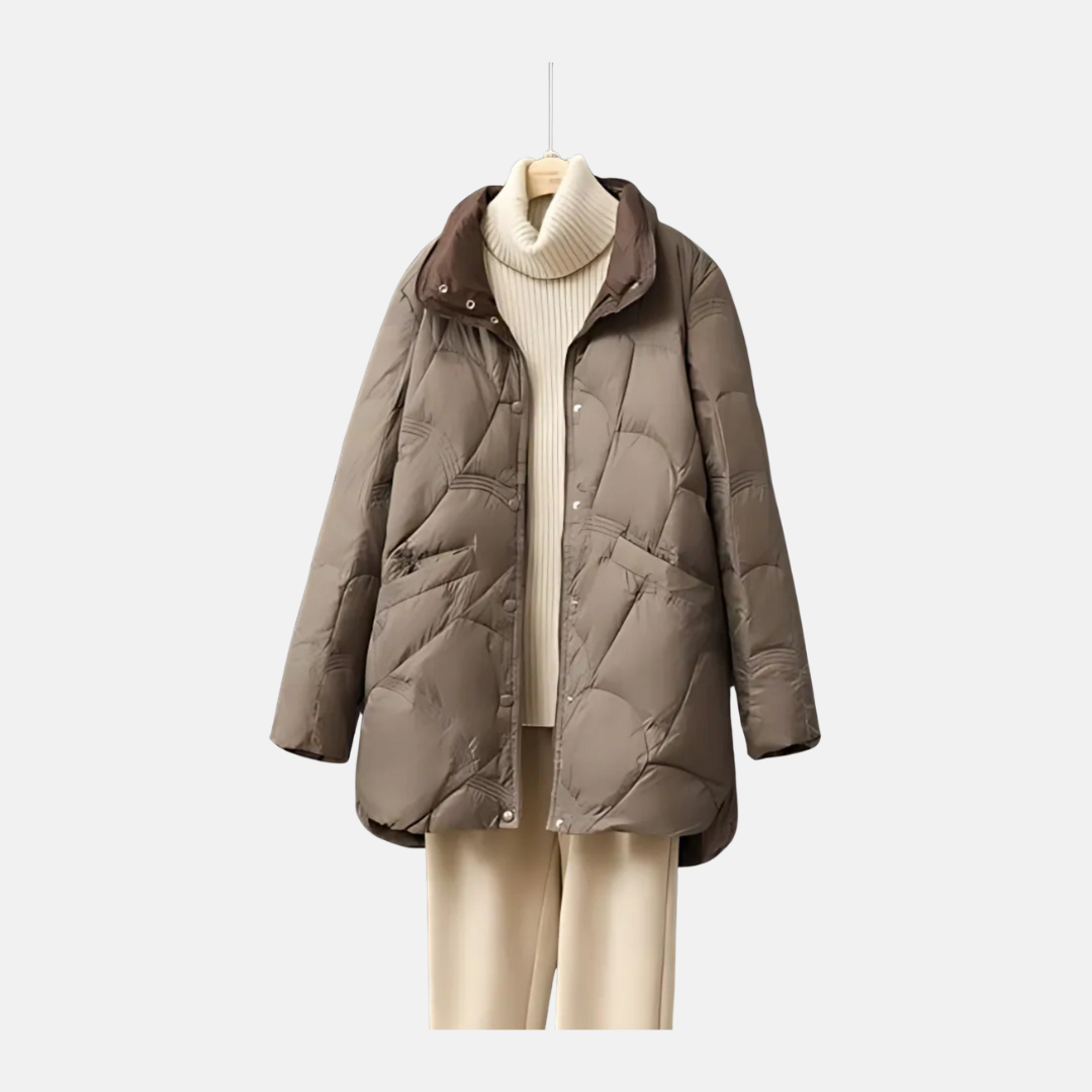 Dames Korte Gewatteerde Jas – Warme Stijlvolle Winterjas met Kraag