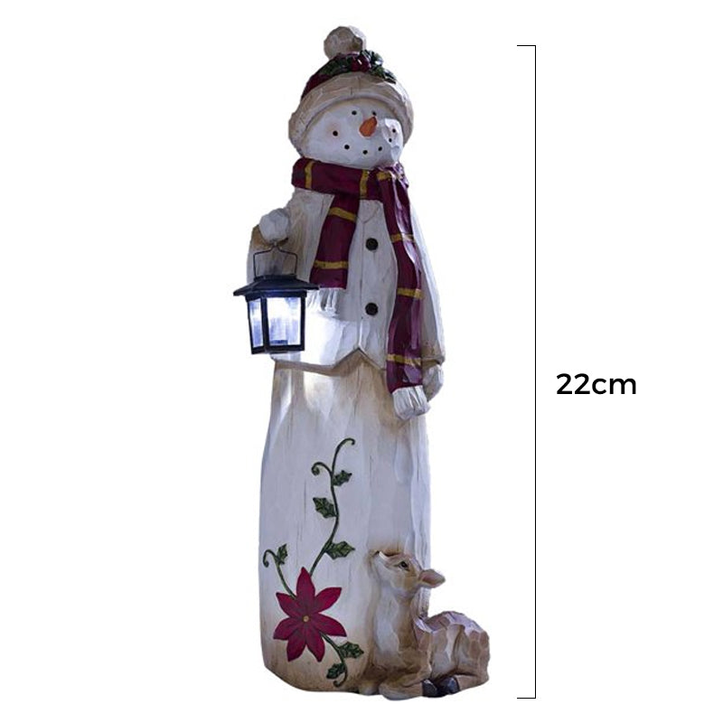 Verlichte Kerst Sneeuwpop Beeld – Decoratief Winterfiguur met Lantaarn