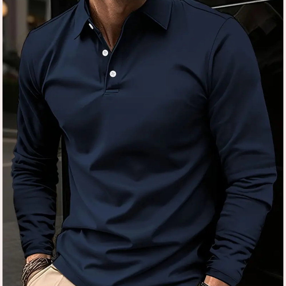 Heren Longsleeve Polo – Stijlvolle Comfort Fit Shirt met Kraag
