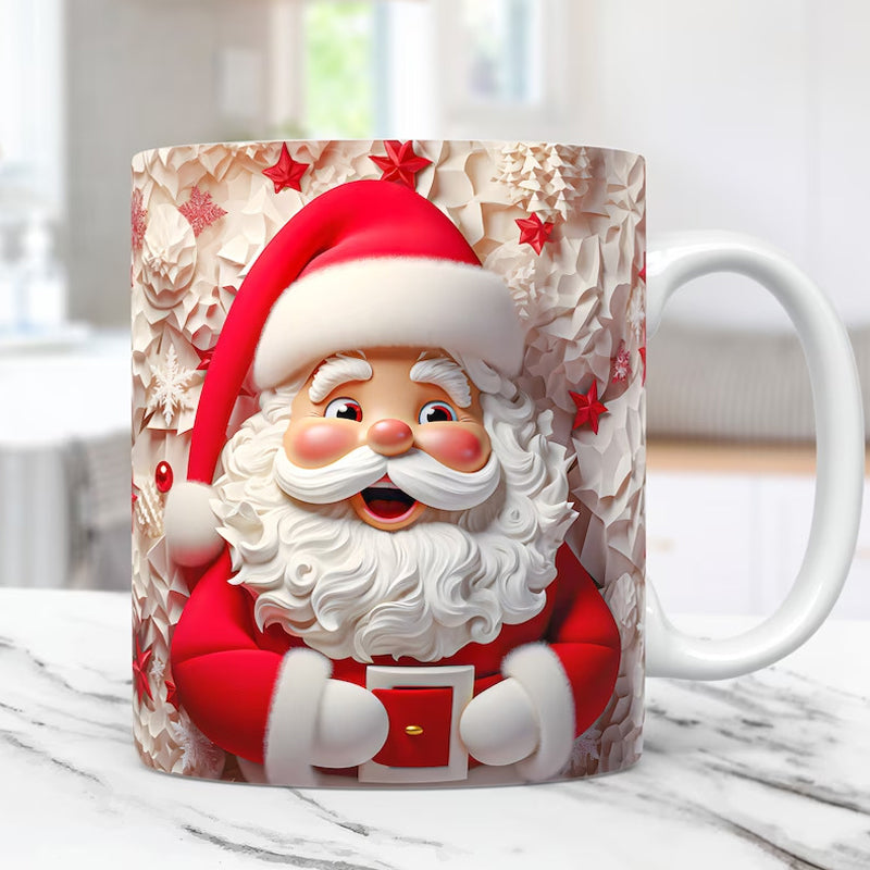 Kerstmok met Santa Print – Feestelijke Beker voor Winter & Cadeau