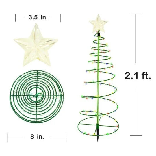 LED Spiral Christmas Tree with Star – Outdoor Holiday Light Decoration