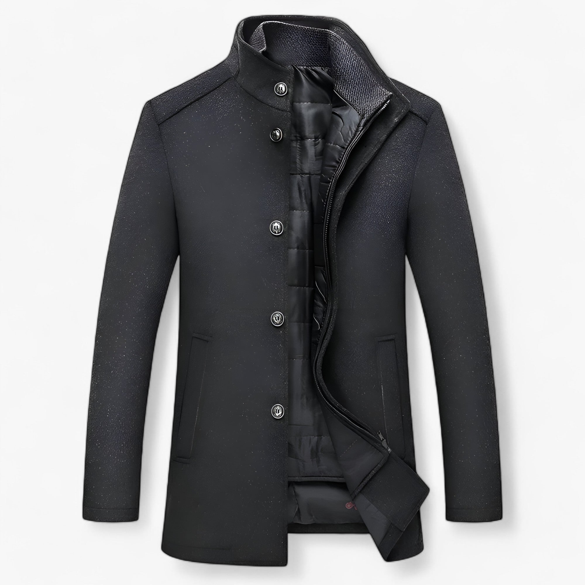 Heren Winterjas – Klassiek en Elegant met Hoge Kraag
