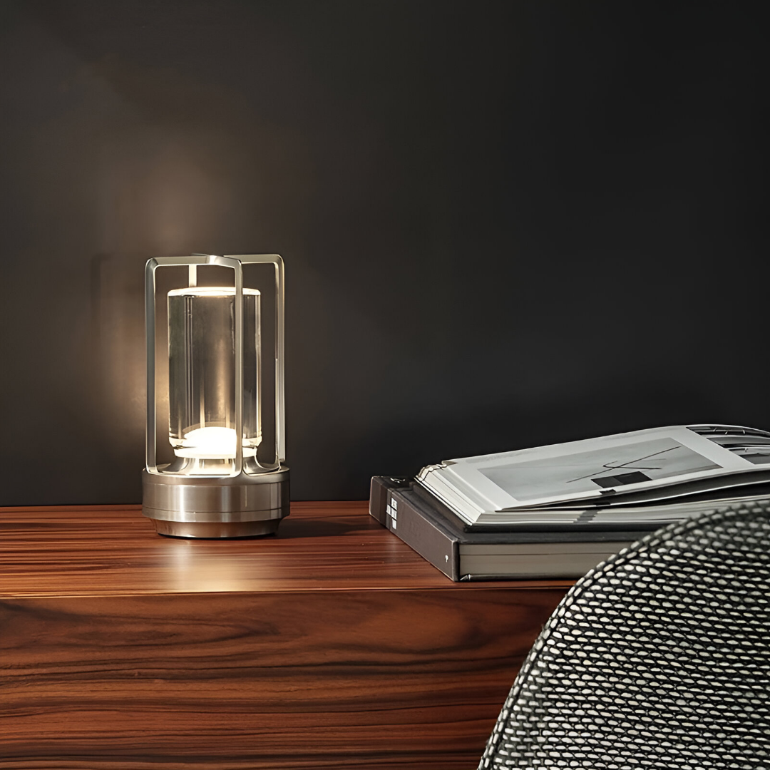 Moderne sfeerlamp – Elegante cilindervormige tafellamp met warm licht