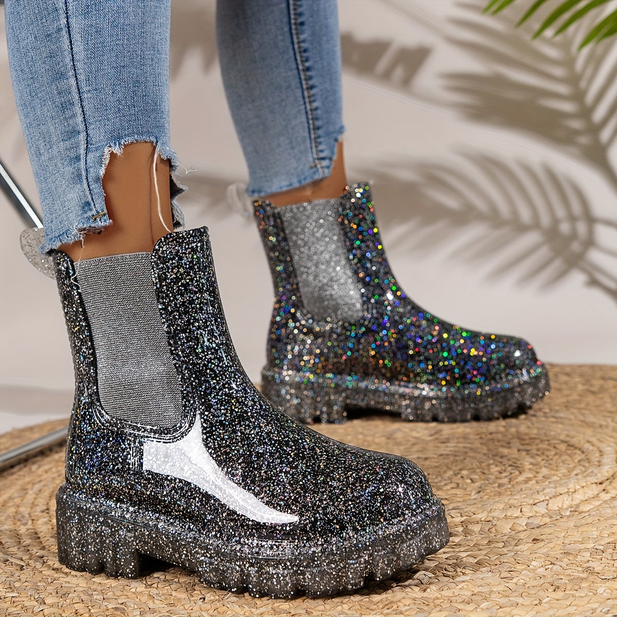 Chelsea Regenlaarzen Dames – Waterdichte Enkelboots met Dikke Zool